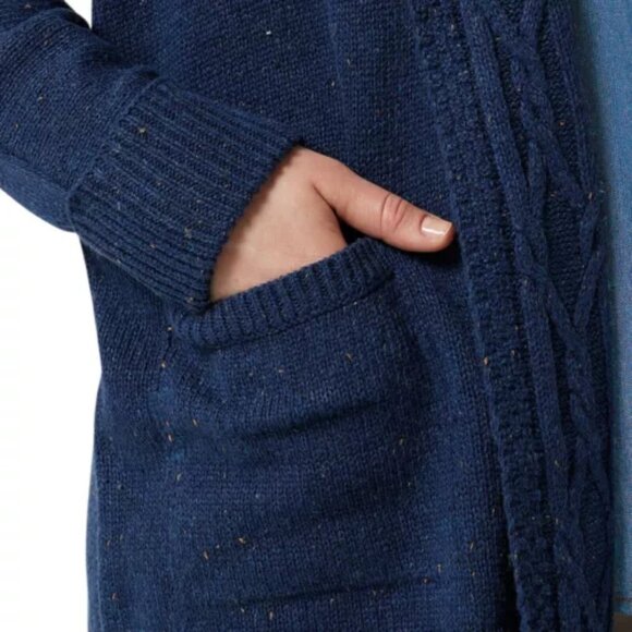 Chaps Women's Cable Neck Cardigan (Blue, Medium) - Picture 2 of 2